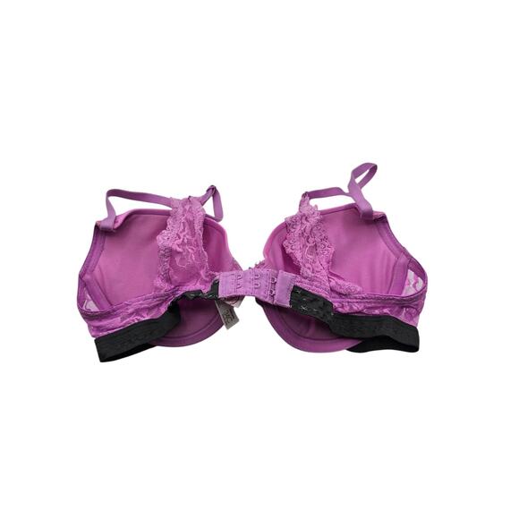 SO Intimates Womens Sz 34C Classic T Shirt Bra Bright Purple Lace Sides - Picture 3 of 4